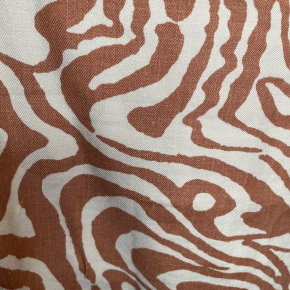 Maeve Colette Wide Leg Linen Blend Hi Rise Pants Zebra Swirl Brown Cream 31 - Picture 10 of 15